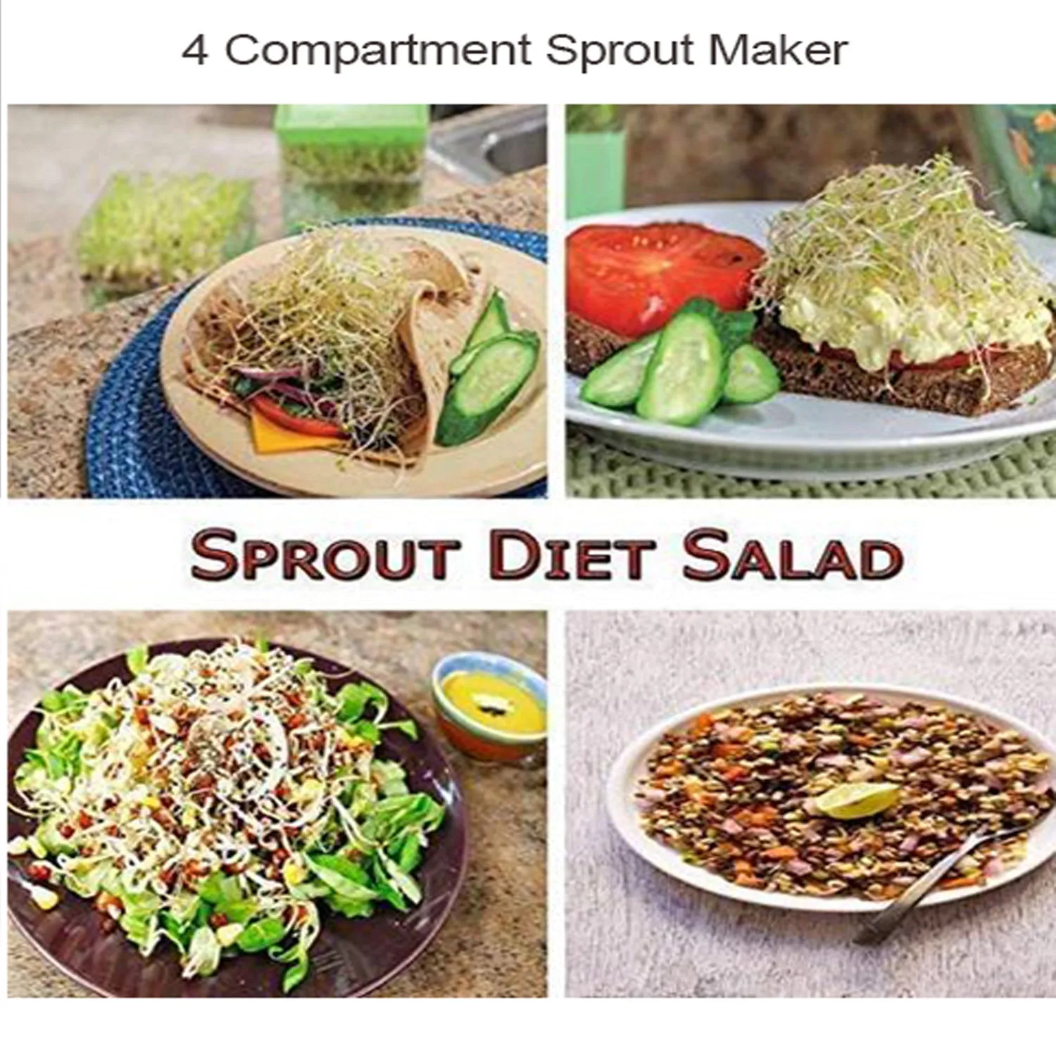 070 Plastic 4 Compartment Sprout Maker, White
