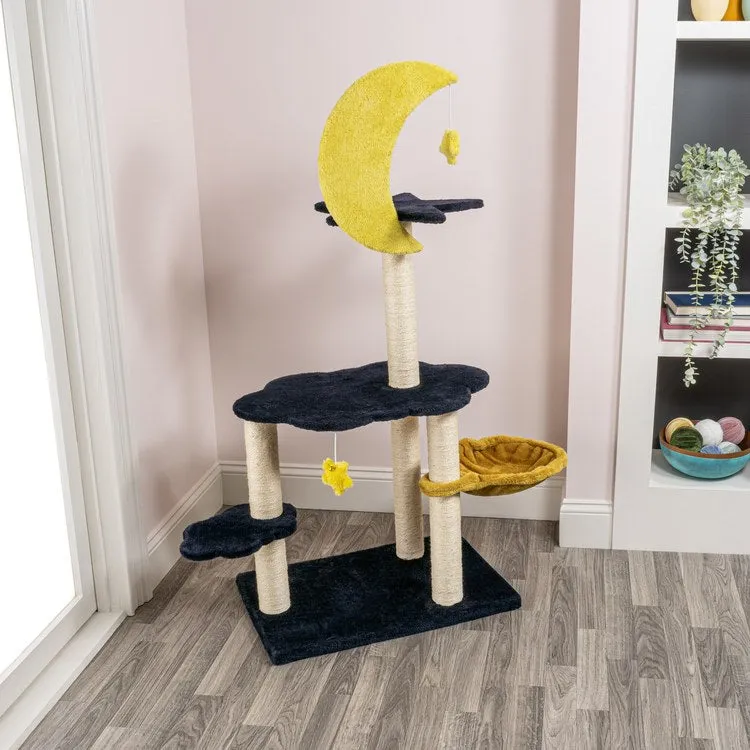 Aurora Three-Tier Modern Sisal Moon And Stars Cat Tree with Scratching Posts