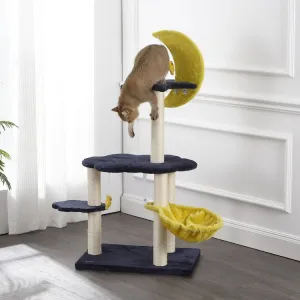 Aurora Three-Tier Modern Sisal Moon And Stars Cat Tree with Scratching Posts