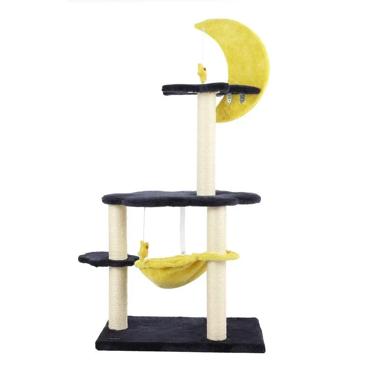 Aurora Three-Tier Modern Sisal Moon And Stars Cat Tree with Scratching Posts
