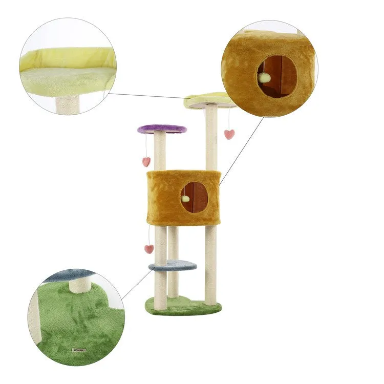 Aurora Three-Tier Modern Sisal Moon And Stars Cat Tree with Scratching Posts