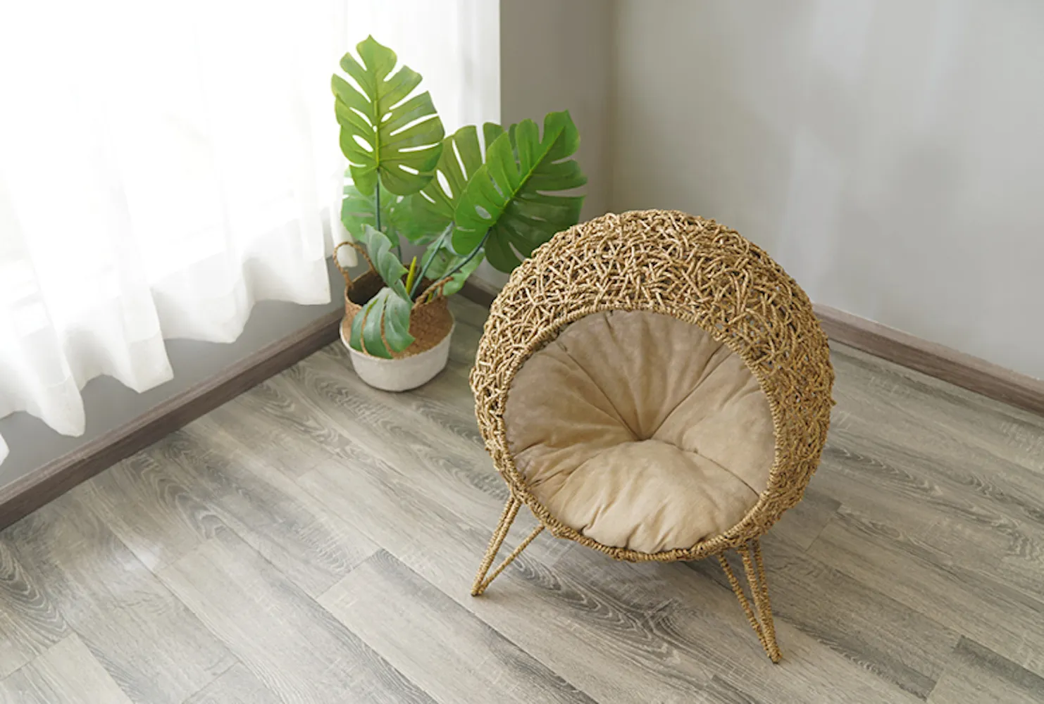 Bird Nest KITTY STAND CHAIR(Seagrass Woven basket/House/Cave/Perch/Plant Basket/furniture)