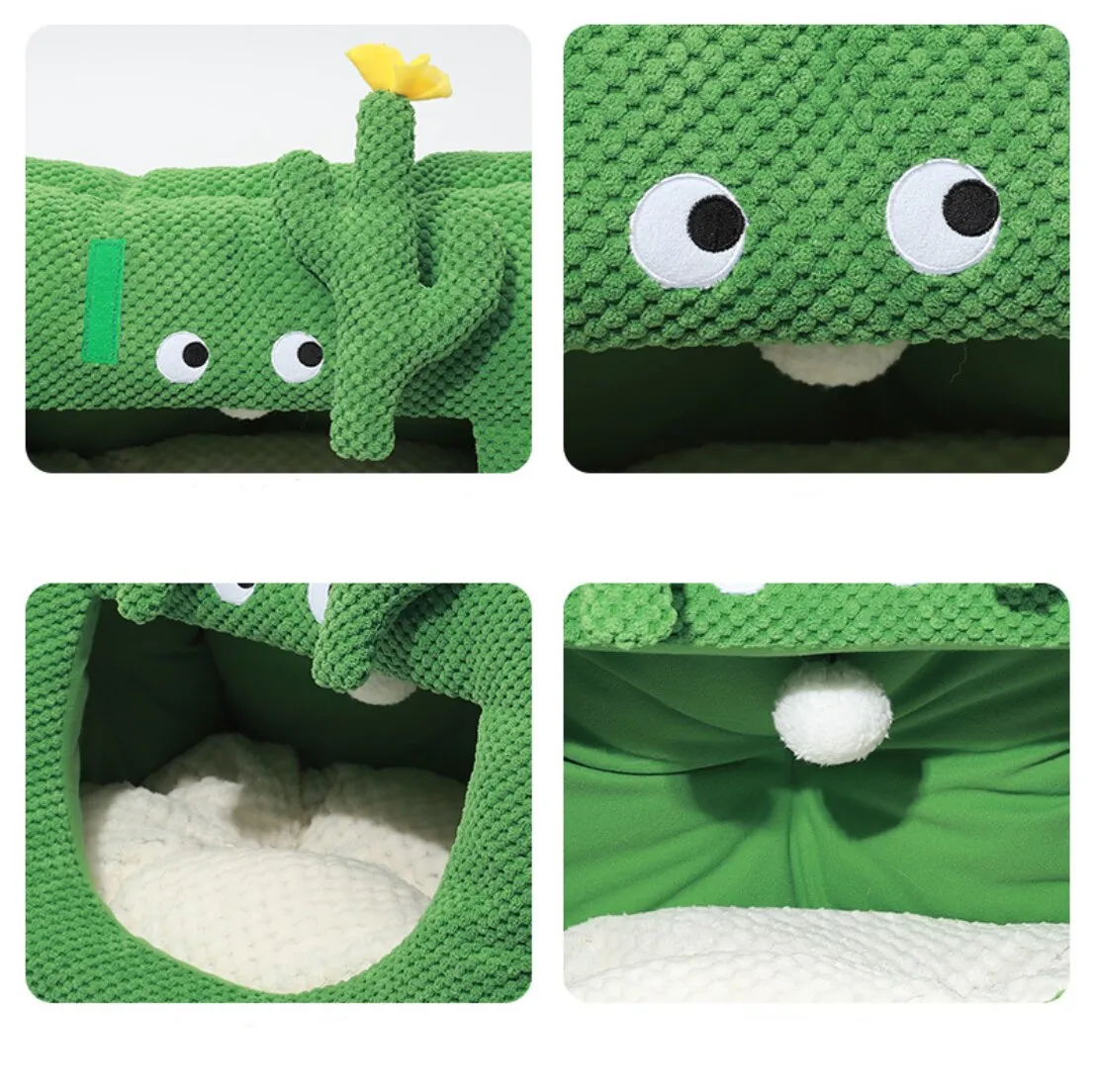 Cozy Cactus Pet Cat Nest: Warm and Comfy Dog Bed for Cats and Small Dogs, Perfect Cat Sleeping Cave Mats for Winter