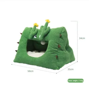 Cozy Cactus Pet Cat Nest: Warm and Comfy Dog Bed for Cats and Small Dogs, Perfect Cat Sleeping Cave Mats for Winter