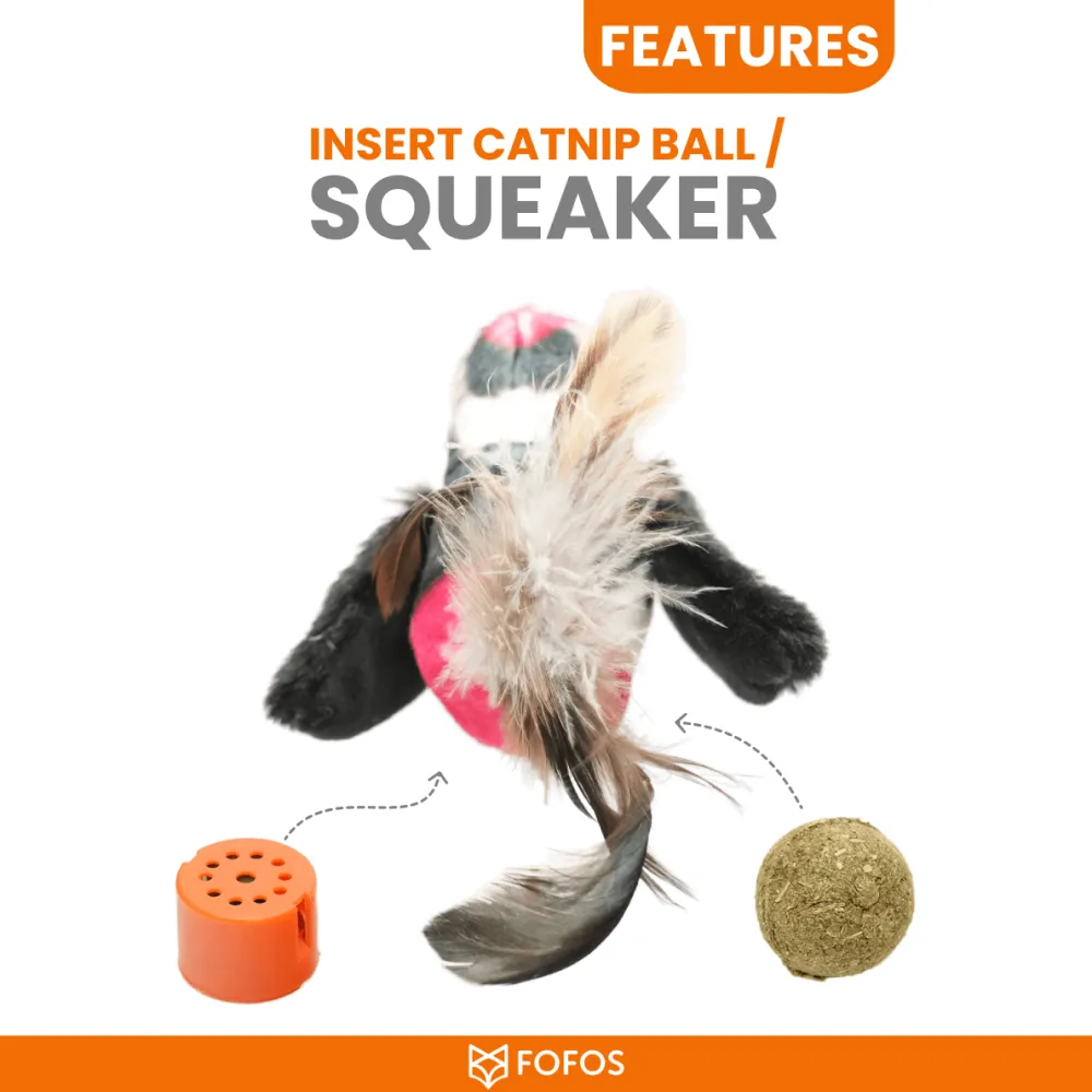 Fofos Black Bird with Catnip Balls Interactive Toy for Cats (Black)