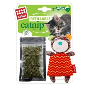 GiGwi Refillable Catnip Teabag Colourful Bear Cat Toy