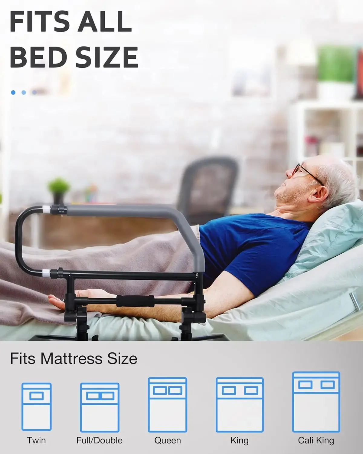 Heavy Duty Bed Rail for Senior & Elderly Falling Out of Bed - Foldable Beds Assist Handle, Safety Beds Rails for Elderly