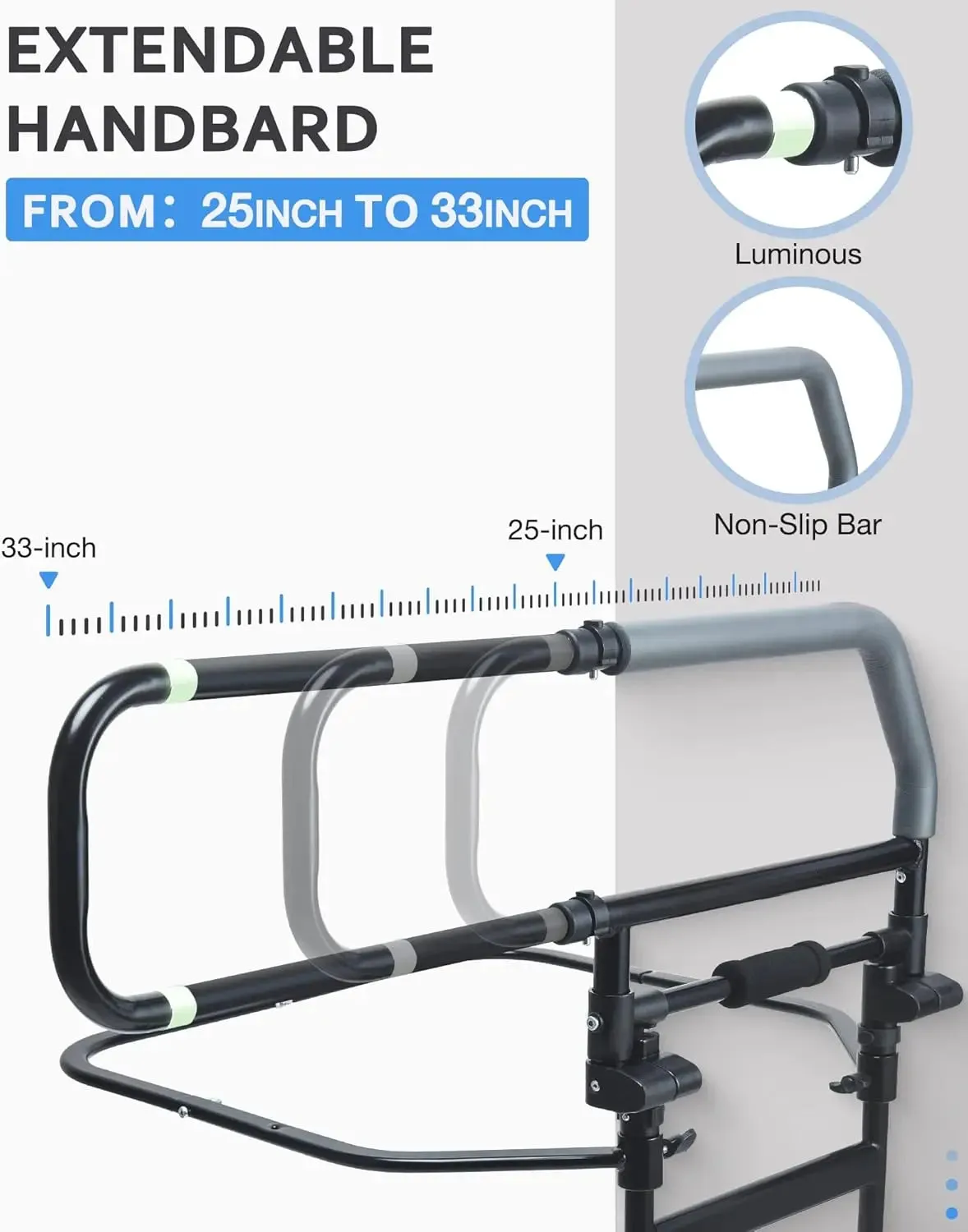 Heavy Duty Bed Rail for Senior & Elderly Falling Out of Bed - Foldable Beds Assist Handle, Safety Beds Rails for Elderly