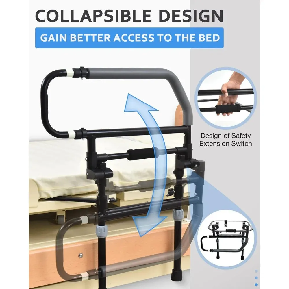 Heavy Duty Bed Rail for Senior & Elderly Falling Out of Bed - Foldable Beds Assist Handle, Safety Beds Rails for Elderly
