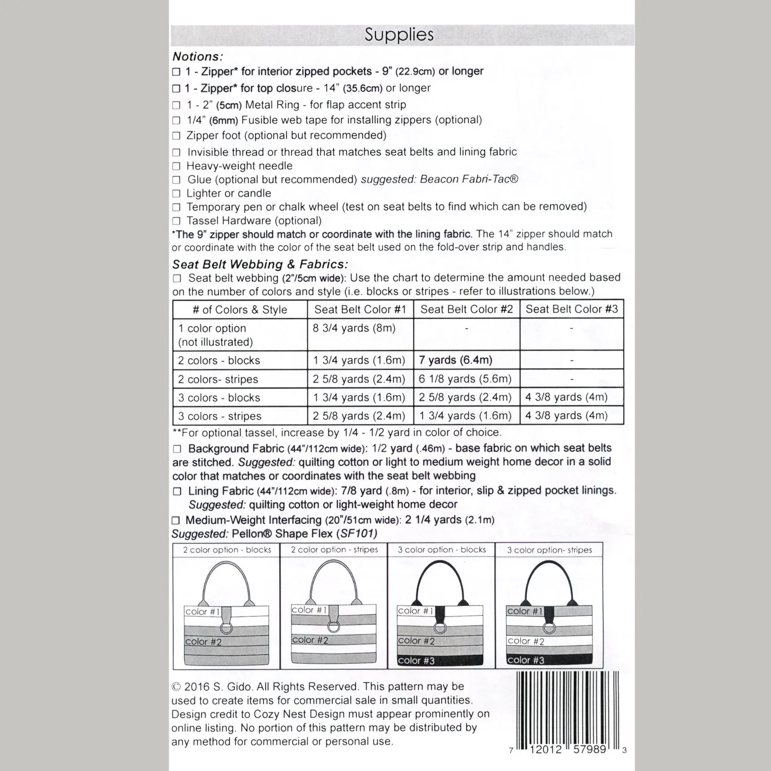 Market Tote Seat Belt Kit - Medium Twill Taupe & Grey