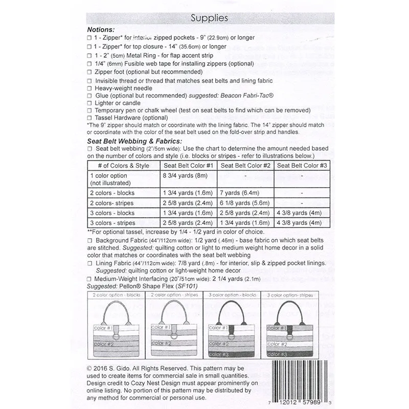 Market Tote Seat Belt Pattern - Medium