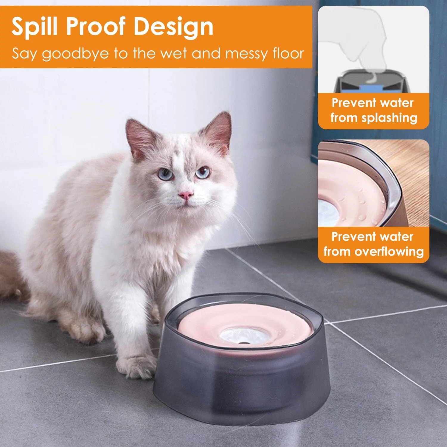 No Spill Dog Cat Water Bowl Spill Proof Slow Water Feeder