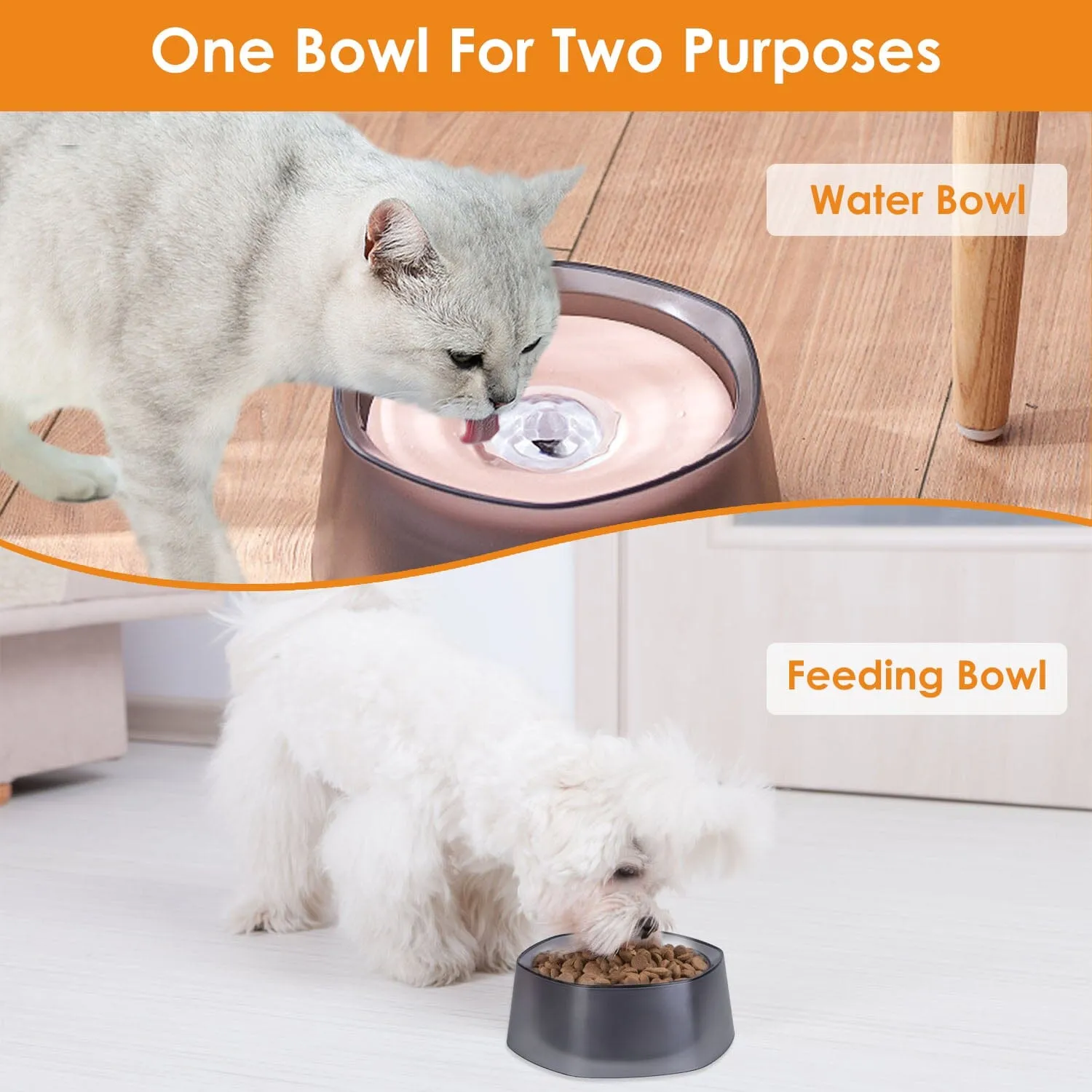 No Spill Dog Cat Water Bowl Spill Proof Slow Water Feeder