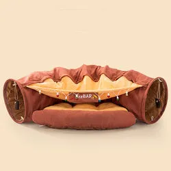 PAWS ASIA Supplier New Hot Sale Foldable Macrame Matcha Color Cat Bed Tunnel Toy