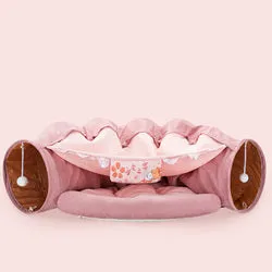 PAWS ASIA Supplier New Hot Sale Foldable Macrame Matcha Color Cat Bed Tunnel Toy