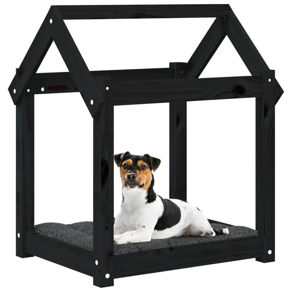 vidaXL Dog Bed Black 61x50x70 cm Solid Wood Pine