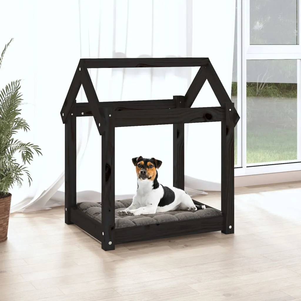 vidaXL Dog Bed Black 61x50x70 cm Solid Wood Pine