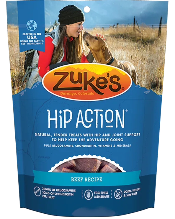 Zukes Hip Action Beef Dog Treats with Glucosamine and Chondroitin