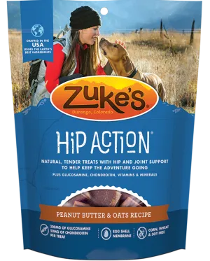 Zukes Hip Action Peanut Butter and Oats Dog Treats with Glucosamine and  Chondroitin